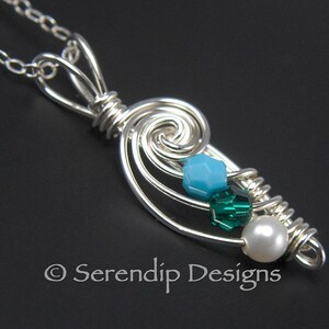 Mothers Necklace, Silver Three Birthstones Necklace, Grandmothers Pendant, Mothers Pendant, Argentium Sterling 3 Crystal Necklace MP3-4mm