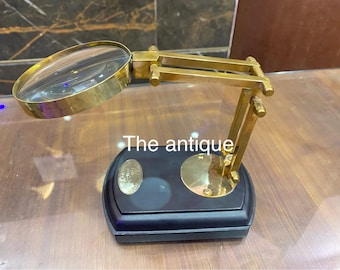 Brass Glass Table Magnifying : Adjustable Desktop Reader