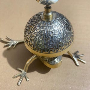 Antique brass frog style desk bell nautical hotel counter reception bell ,calling bell,,service bell