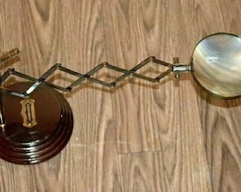 Brass Tabletop Book reader Magnifying Glass: Adjustable Desktop Reader