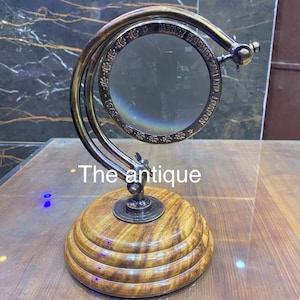 Brass Glass Book Reader Table Magnifying Glass: Desktop Magnifier, 5x Zoom