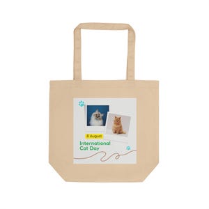 Cat Eco Tote Bag, Cat Lover Gift, Reusable Grocery Bag, Shopping Tote, Sustainable Fashion, Cat Mom Present, Eco-Friendly Cat Print Bag