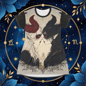 Gemini Gothic Witchy T-Shirt Dress: Dark Fantasy Astrology Outfit