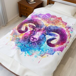 Aries Zodiac Fleece Blanket: Mystical Astrology Throw, Cozy Spiritual Gift