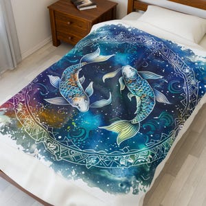 Pisces Zodiac Fleece Blanket: Mystical Astrology Throw, Cozy Gift