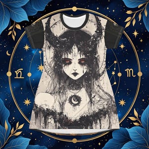 Libra Gothic Witchy T-Shirt Dress: Dark Fantasy Astrology Outfit