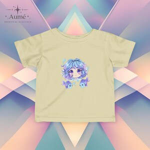 Pisces Infant T-Shirt, Cute Chibi Zodiac Mascot Baby Tee, Astrology Water Sign Toddler Shirt, Star Sign Gift for Babies