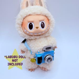 Mini Blue Toy Camera: Smile Lanyard & Happy Face Charm