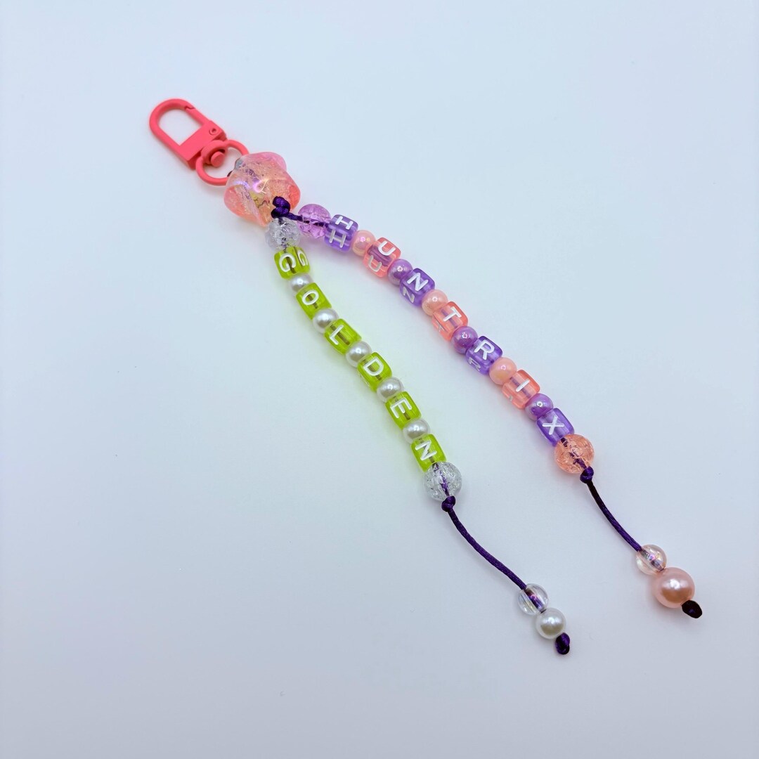 HUNTRIX GOLDEN Beaded Charm – Pink Clip Keychain Accessory | KPOP Demon ...