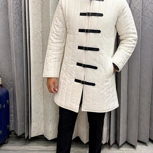Gambeson matelassé crème, vêtements de reconstitution médiévale, tailles S à 3XL, Halloween