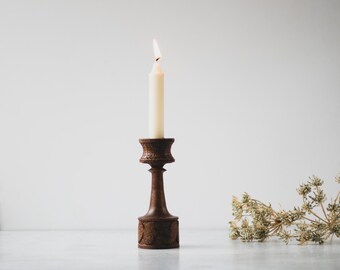 Carved Wooden Candlestick Holder, Modern Farmhouse Wood Candle Stick Holder, Bohemian Candle Holder Wooden