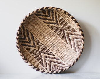 African Gokwe Basket 14" | Large Winnowing Basket from Zimbabwe | African Wall Basket | Woven Baskets for Wall | Modern Tribal Decor