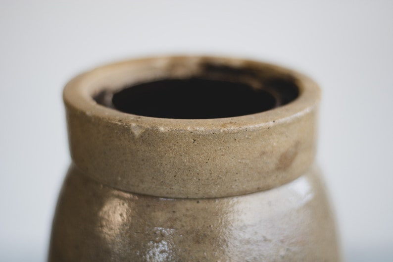 Antique Salt Glazed Crock, Rustic Stoneware Vase, Primitive Ceramic Vase, Vintage Pottery Vase, Modern Farmhouse Pottery image 5