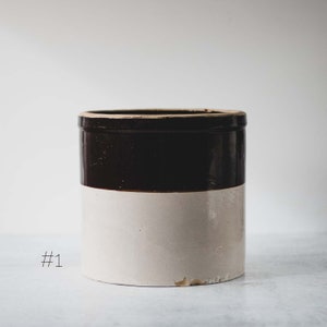 Assorted Antique Dipped Stoneware Crocks for Utensils, Modern Farmhouse Pottery, Vintage Brown Crock, Kitchen Utensil Holder #1 | high jar