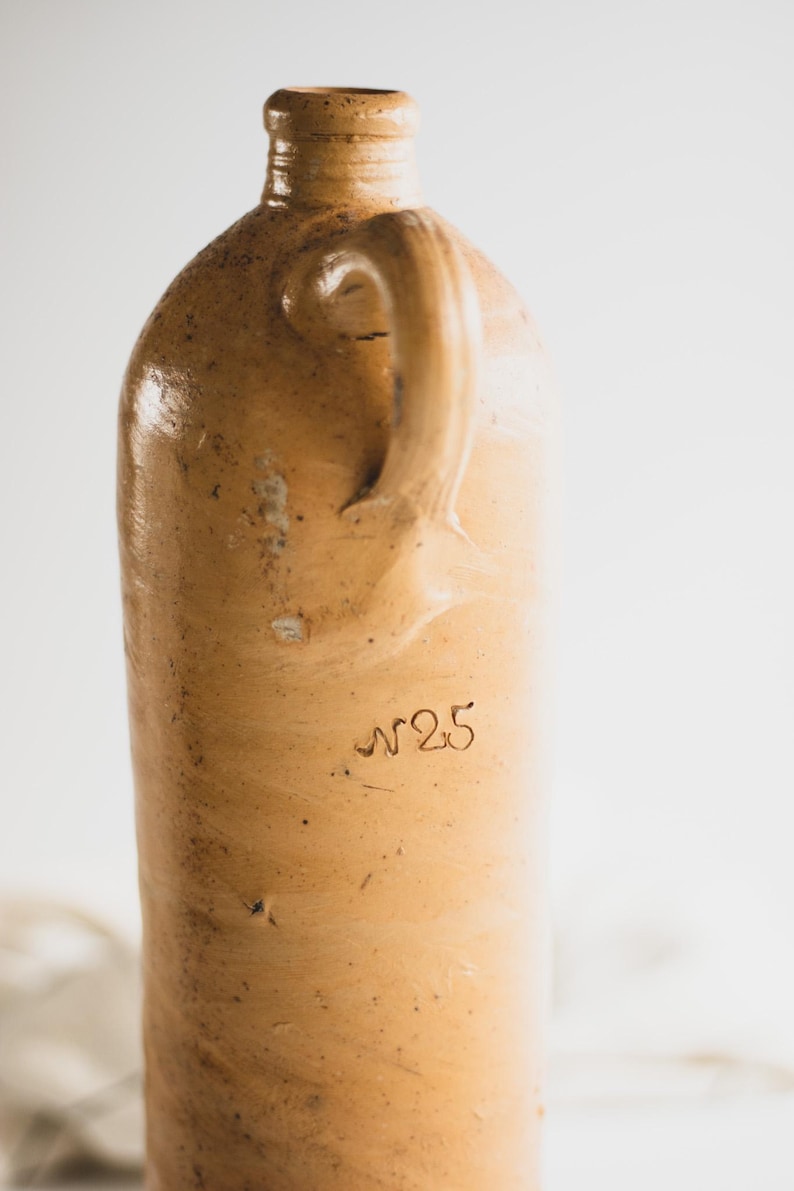 Assorted Antique European Stoneware Bottles: Rustic Farmhouse Pottery from Portugal, Germany + Amsterdam image 19