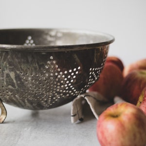 Vintage Metal Colander with Star Cutouts Aluminum Colander Rustic Farmhouse Kitchen Decor Metal Strainer image 5