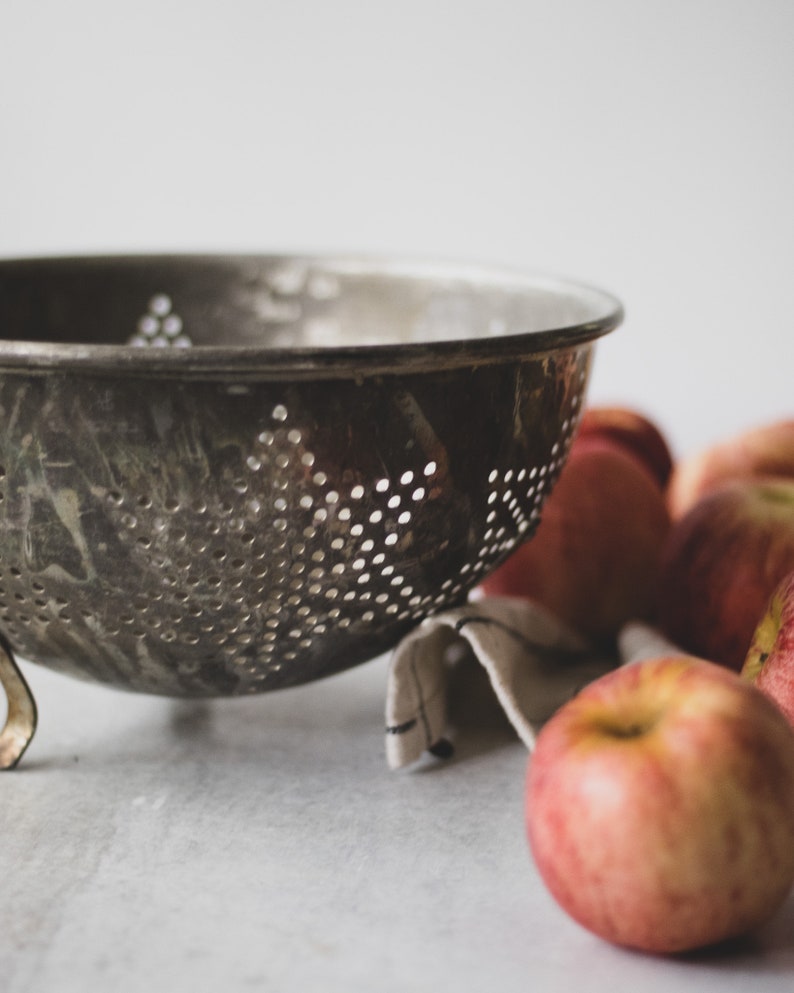 Vintage Metal Colander with Star Cutouts Aluminum Colander Rustic Farmhouse Kitchen Decor Metal Strainer image 5