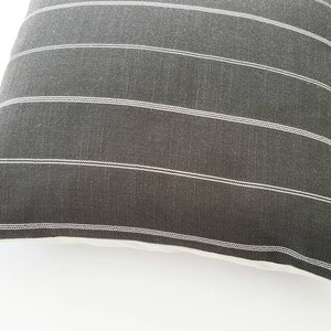 Charcoal Striped Pillow Cover, Ticking Stripe Designer Pillow, Modern Farmhouse Pillow, Decorative Pillows, Modern Grey Throw Pillows image 3