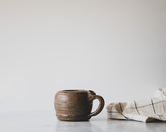 Brown Handmade Ceramic Mug, Organic Modern Farmhouse Decor, Earthy Minimalist Studio Pottery, Wabi Sabi Mug, Brown Coffee Mug, Coffee Gift