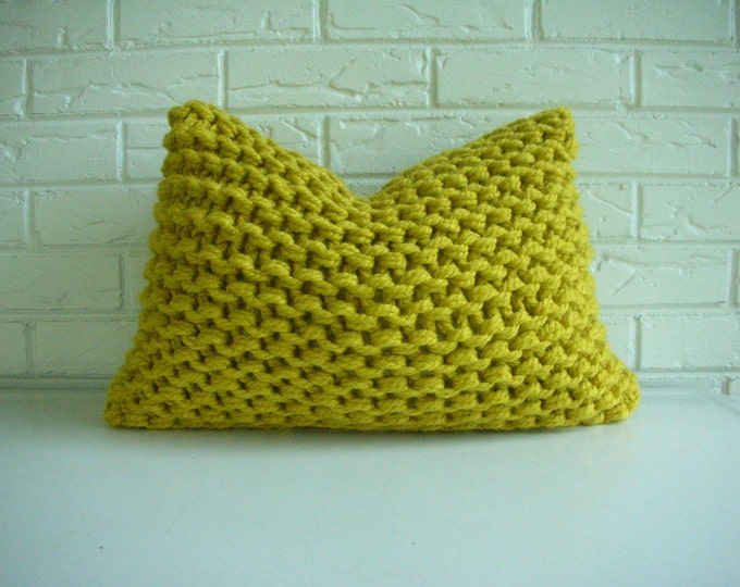 Hand Knit Pillow Cover Decorative Throw Accent Lumbar Chunky Etsy