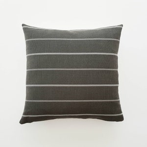Charcoal Striped Pillow Cover, Ticking Stripe Designer Pillow, Modern Farmhouse Pillow, Decorative Pillows, Modern Grey Throw Pillows image 1