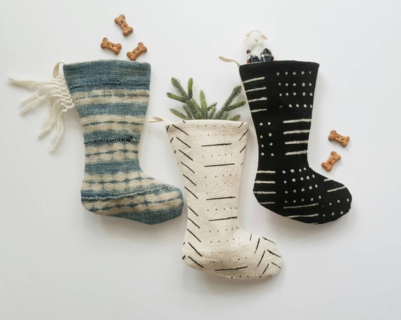 Indigo Mudcloth Christmas Stocking