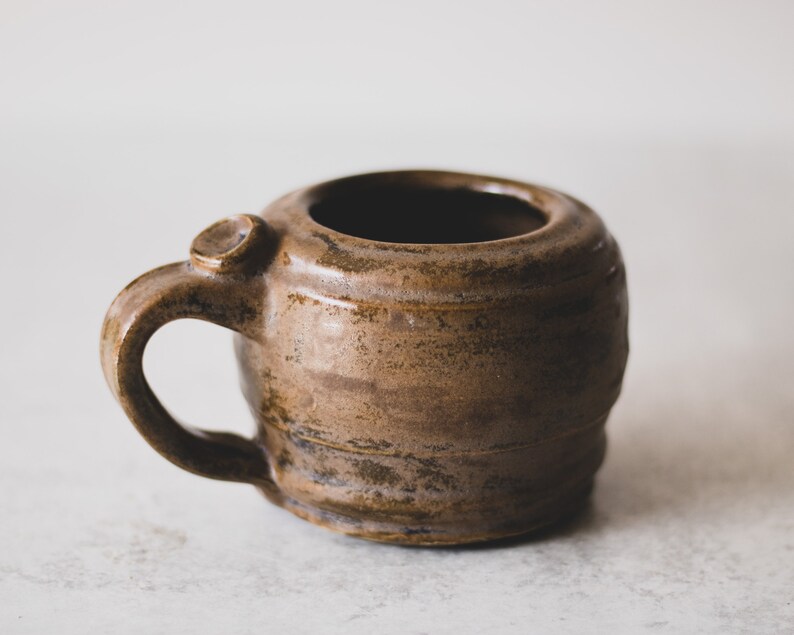 Brown Handmade Ceramic Mug, Organic Modern Farmhouse Decor, Earthy Minimalist Studio Pottery, Wabi Sabi Mug, Brown Coffee Mug, Coffee Gift image 6