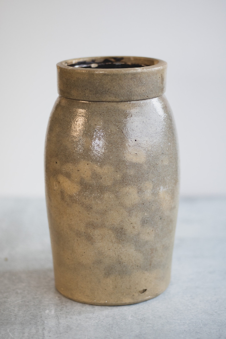 Antique Salt Glazed Crock, Rustic Stoneware Vase, Primitive Ceramic Vase, Vintage Pottery Vase, Modern Farmhouse Pottery image 7