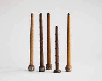 Set of 5 Skinny Antique Wooden Spools, Vintage Industrial Wooden Spool Set, Modern Farmhouse Home Decor