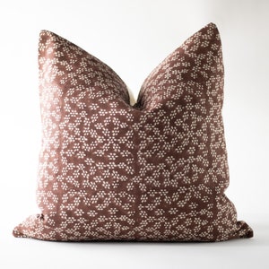 Chestnut Brown Block Print Pillow Cover, Reddish Brown Handblock Pillows, Designer Linen Throw Pillows, Hand Block Printed Cushions Boho