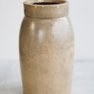 Antique Salt Glazed Crock, Rustic Stoneware Vase, Primitive Ceramic Vase, Vintage Pottery Vase, Modern Farmhouse Pottery image 8