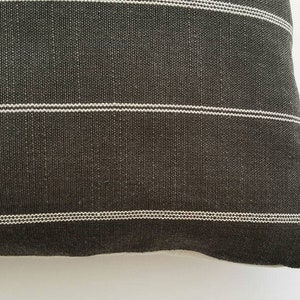 Charcoal Striped Pillow Cover, Ticking Stripe Designer Pillow, Modern Farmhouse Pillow, Decorative Pillows, Modern Grey Throw Pillows image 5