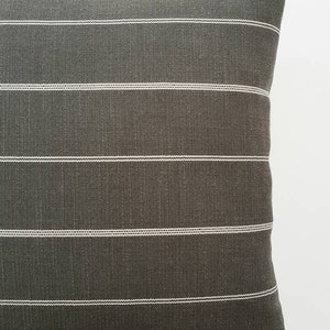 Charcoal Striped Pillow Cover, Ticking Stripe Designer Pillow, Modern Farmhouse Pillow, Decorative Pillows, Modern Grey Throw Pillows image 4