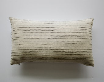 Cream and Black Striped Pillow Cover, Neutral Decorative Throw Pillows, Minimal Home Decor, Clean Modern Lumbar 12x20, Wabi Sabi Pillows