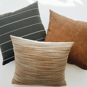 Charcoal Striped Pillow Cover, Ticking Stripe Designer Pillow, Modern Farmhouse Pillow, Decorative Pillows, Modern Grey Throw Pillows image 9