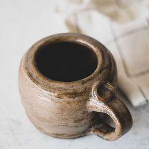Brown Handmade Ceramic Mug, Organic Modern Farmhouse Decor, Earthy Minimalist Studio Pottery, Wabi Sabi Mug, Brown Coffee Mug, Coffee Gift image 4
