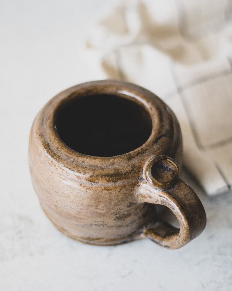 Brown Handmade Ceramic Mug, Organic Modern Farmhouse Decor, Earthy Minimalist Studio Pottery, Wabi Sabi Mug, Brown Coffee Mug, Coffee Gift image 4