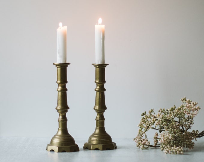 Pair of Vintage Brass Candle Sticks Brass Candle Holders Etsy