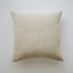 Bruin gestreepte linnen kussensloop 18 x 18, moderne boerderijkussens, minimalistische kussens, neutraal interieur, eenvoudig modern accentkussen