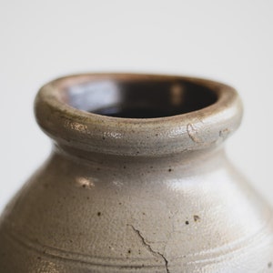 Primitive Salt Glazed Stoneware Jar, Beige Ceramic Crock Vase, Modern Farmhouse Pottery, Antique Stoneware Pottery Vase image 6