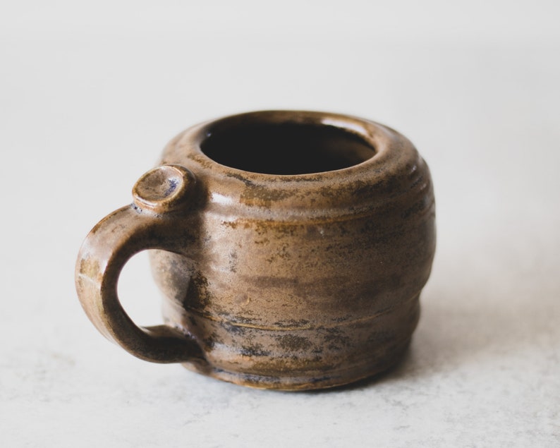 Brown Handmade Ceramic Mug, Organic Modern Farmhouse Decor, Earthy Minimalist Studio Pottery, Wabi Sabi Mug, Brown Coffee Mug, Coffee Gift image 5