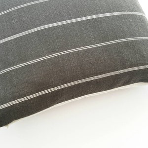 Charcoal Striped Pillow Cover, Ticking Stripe Designer Pillow, Modern Farmhouse Pillow, Decorative Pillows, Modern Grey Throw Pillows image 6