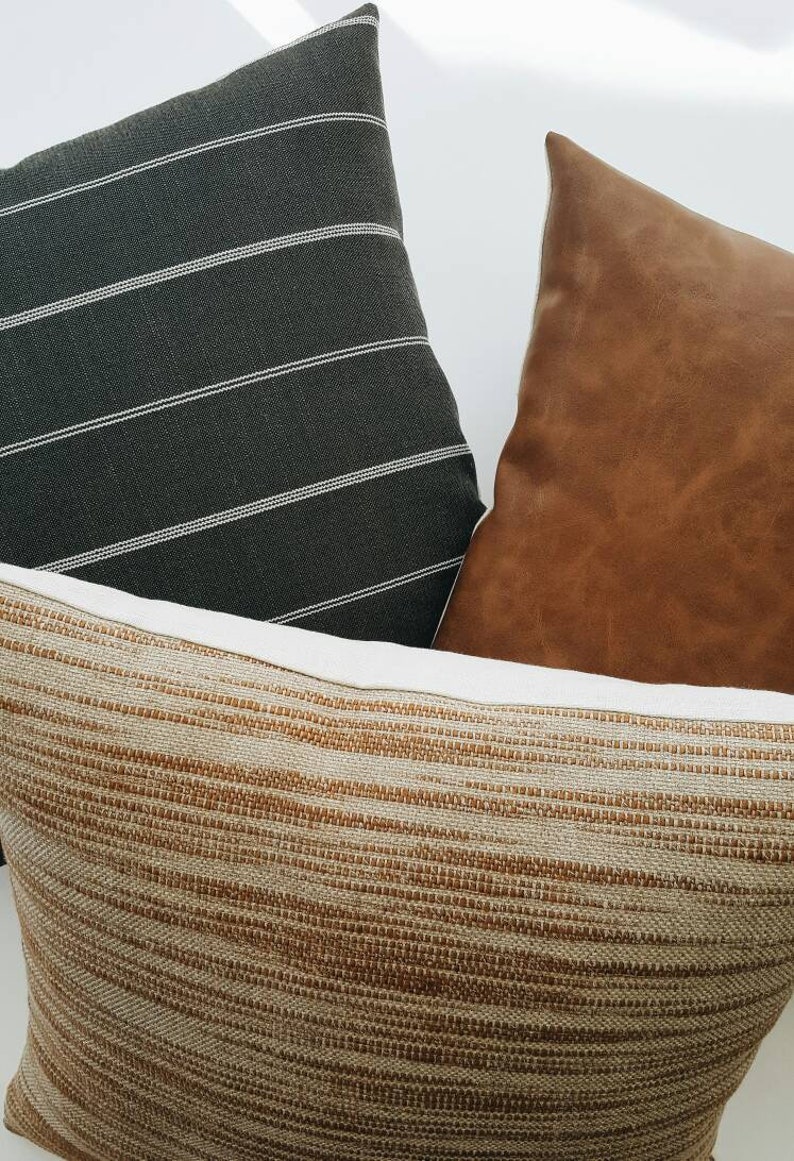 Charcoal Striped Pillow Cover, Ticking Stripe Designer Pillow, Modern Farmhouse Pillow, Decorative Pillows, Modern Grey Throw Pillows image 10