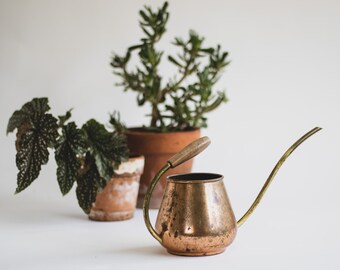 Vintage Mid Century Modern Copper and Brass Watering Can Portugal, Long Reach Spout Watering Can, Indoor Plant Accessory