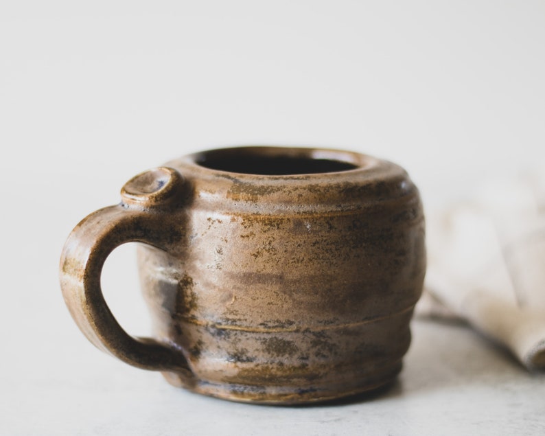 Brown Handmade Ceramic Mug, Organic Modern Farmhouse Decor, Earthy Minimalist Studio Pottery, Wabi Sabi Mug, Brown Coffee Mug, Coffee Gift image 2