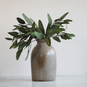 Primitive Salt Glazed Stoneware Jar, Beige Ceramic Crock Vase, Modern Farmhouse Pottery, Antique Stoneware Pottery Vase image 9