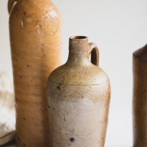 Assorted Antique European Stoneware Bottles: Rustic Farmhouse Pottery from Portugal, Germany + Amsterdam image 6