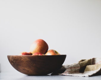 Vintage MNM Canada Wooden Dough Bowl, Wooden Salad Bowl, Modern Farmhouse Wood Bowl, Rustic Kitchen Serving Bowl,