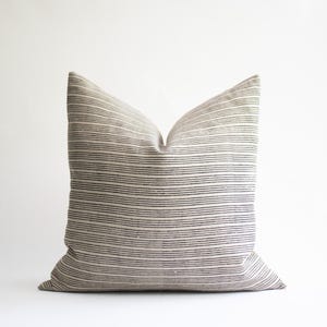 Black Pin Stripe Linen Pillow Cover: Modern Farmhouse Block Print