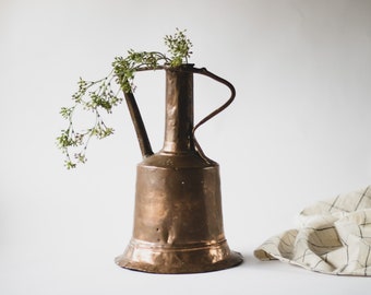 Antique Hammered Copper Pitcher, Turkish Copper Water Vessel, Decorative Copper Pot, Large Copper Watering Can